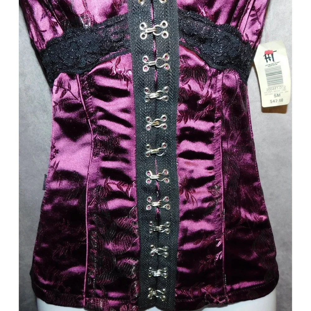 Y2K Discontinued Tripp Purple Brocade Gothic Boned Top NWT - Picture 7 of 9